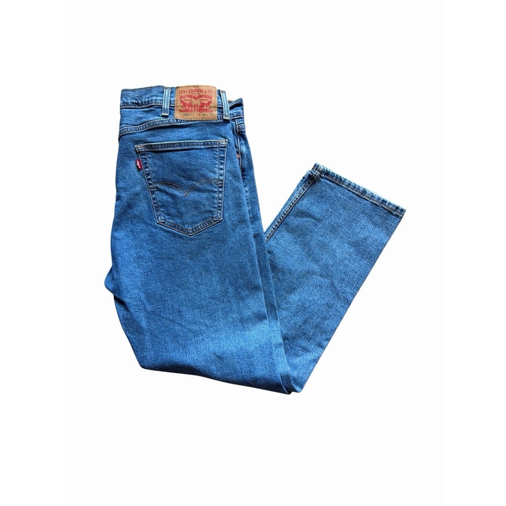 Levis 505 Regular Fit Straight Leg Jeans 5 Pocket Design Mens Size 38 x 30 Blue